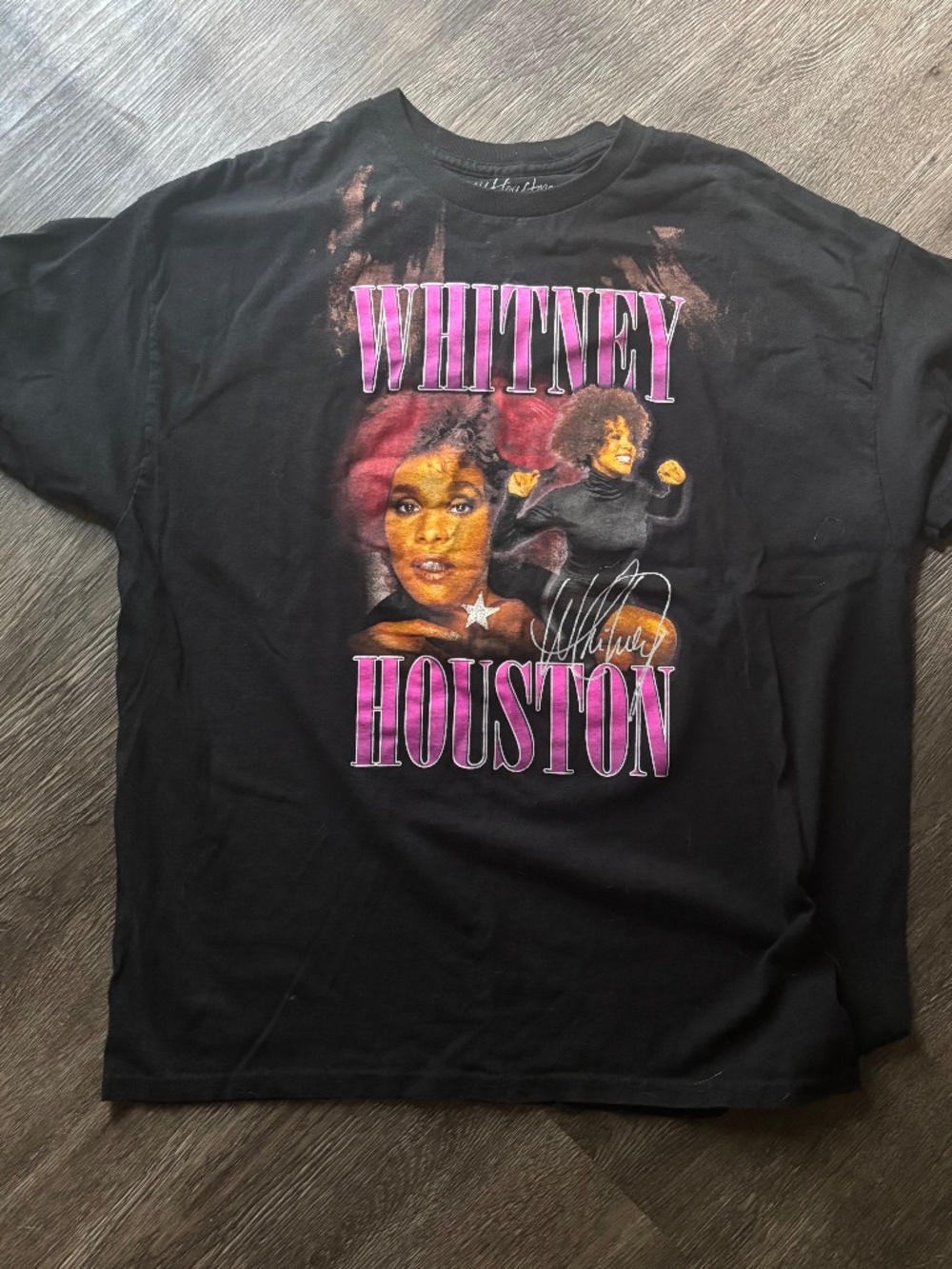 Whitney Houston merch black merchandise short sleeve y2k 90s retro aesthetic
